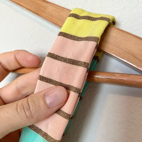 Trina Turk Lurex Stripe High Leg Maillot One Piece Multicolor Swimsuit - Picture 5 of 10